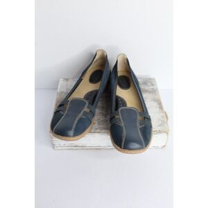 B.O.C. Mules Women's Size 10 M Blue Leather Wedge Slip On Mary Jane Casual